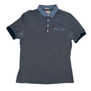 Original Penguin Blue White Striped Heritage Slim Fit Shirt Size Large Men's